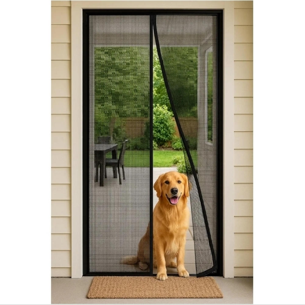 Magnetic Screen Door 34" x 82" – Heavy Duty Fiberglass Mesh, Fits 32"x80" Door